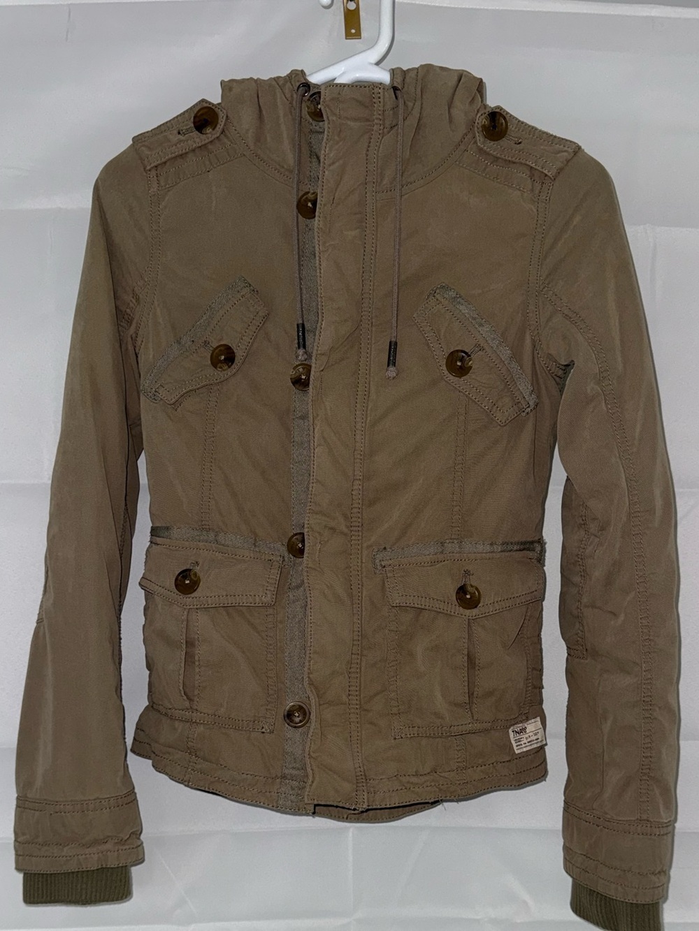 Aritzia TNA Military Jacket 017-024 Khaki Hooded Utility Coat XXS - Picture 3 of 12